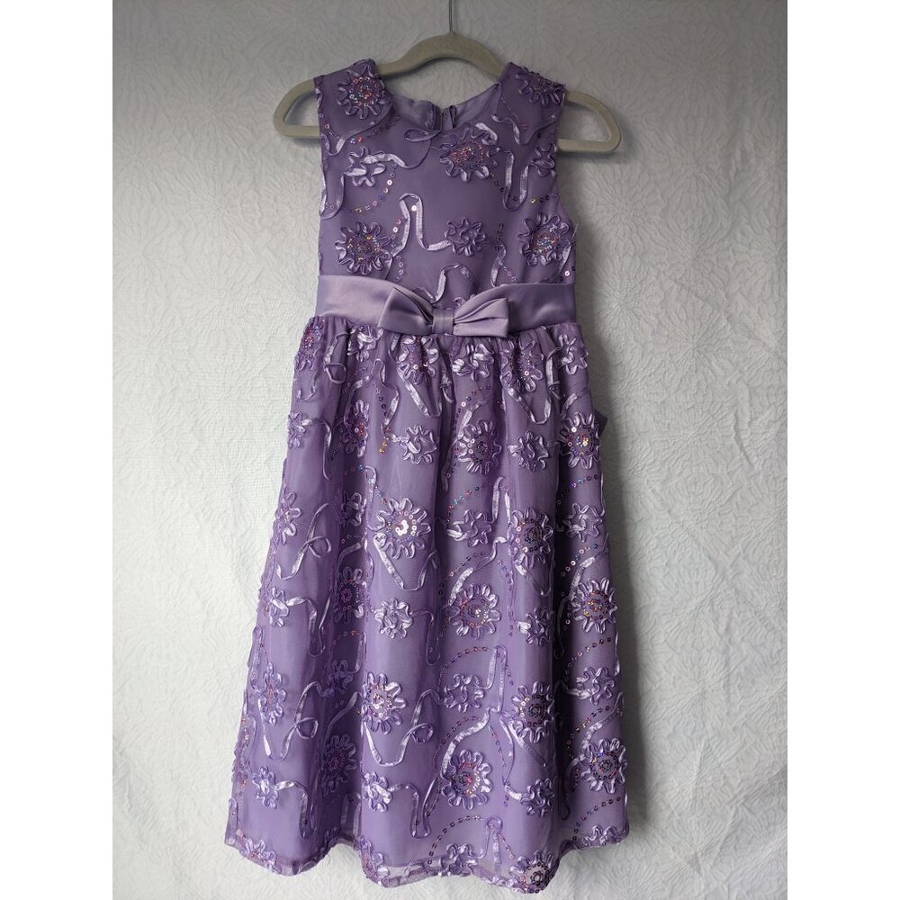 Girls Lilac Lavender Soutache Sequin Princess-like Party Dress Soutache Size 6X